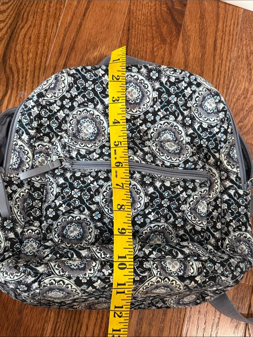 Vera Bradley Black and Gray Medallion Quilted Backpack